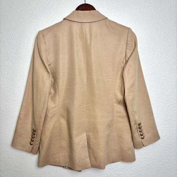 Veronica Beard Empire Miller Dickey Linen Blazer Jacket Tan Khaki Gold Buttons 4 - Picture 7 of 10